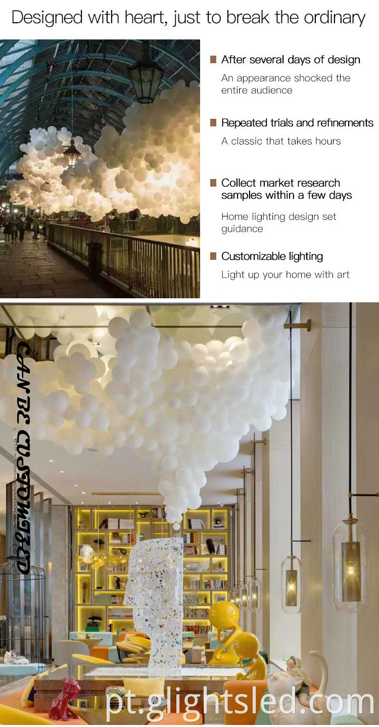 Galeria de decoração de arte moderna decoração de pingente de balão de plástico lustre de iluminação